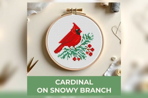 Download Cardinal on Snowy Branch Cross Stitch Pa - Card Collection