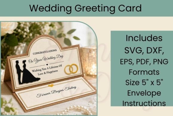 Download 3D Easel Wedding Card SVG Template - Card Collection