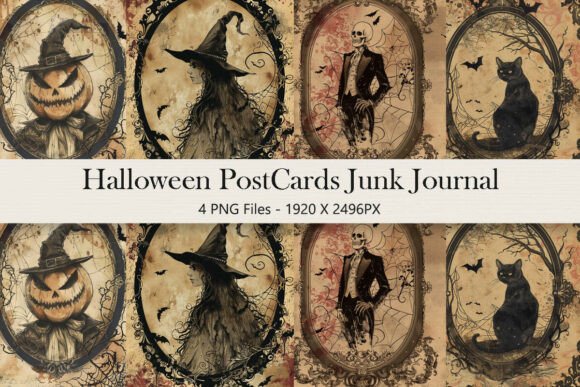 Download Vintage Halloween Postcard Clipart - Card Collection